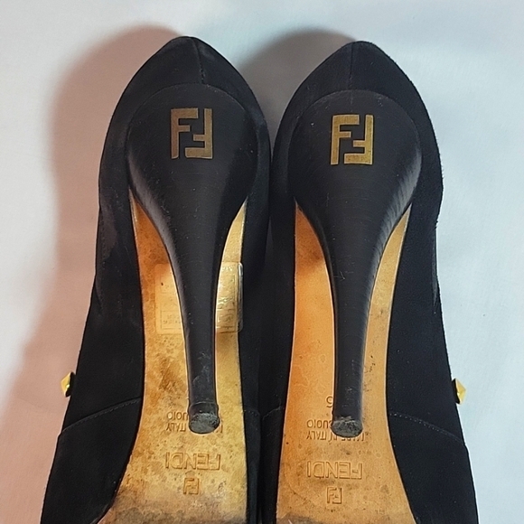 Fendi Black Suede Leather Ankle Platform Pumps Size 36 - Picture 11 of 11